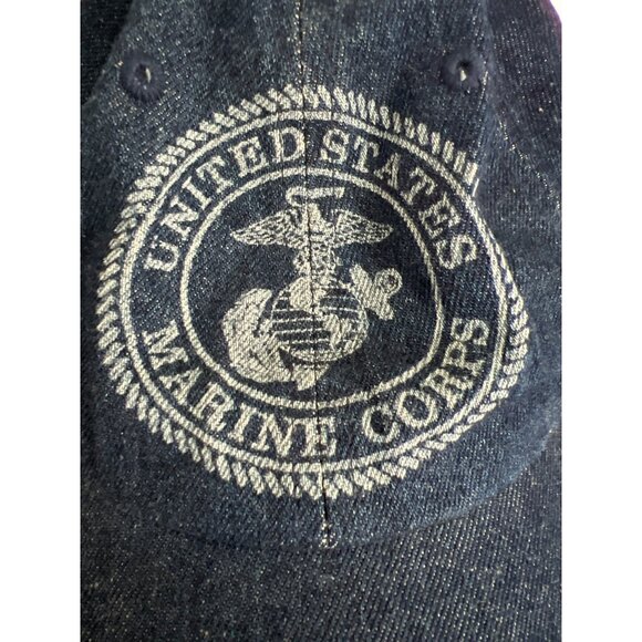 Vintage JHats Denim US Marine Corps Adj Hat Cap Baseball Hook Loop - Picture 2 of 6